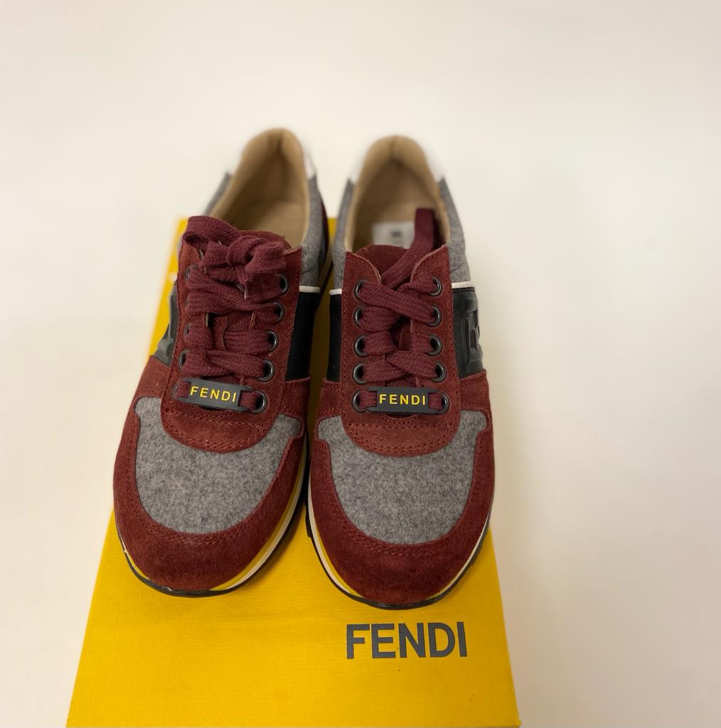 Fendi Spor Ayakkabı Bordo Gri